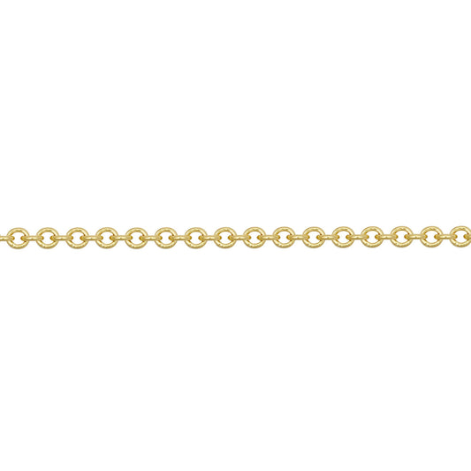 9ct Gold  Oval Link Rolo Trace 1.3mm Pendant Chain Necklace - JCN002J