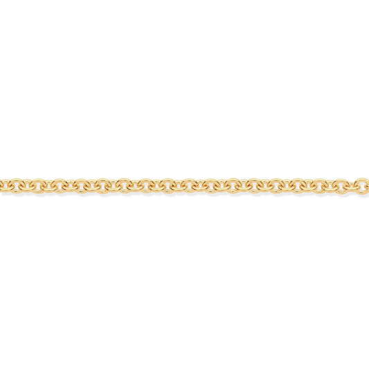 9ct Gold Oval Link Rolo Trace 1.6mm Pendant Chain Necklace - JCN002K