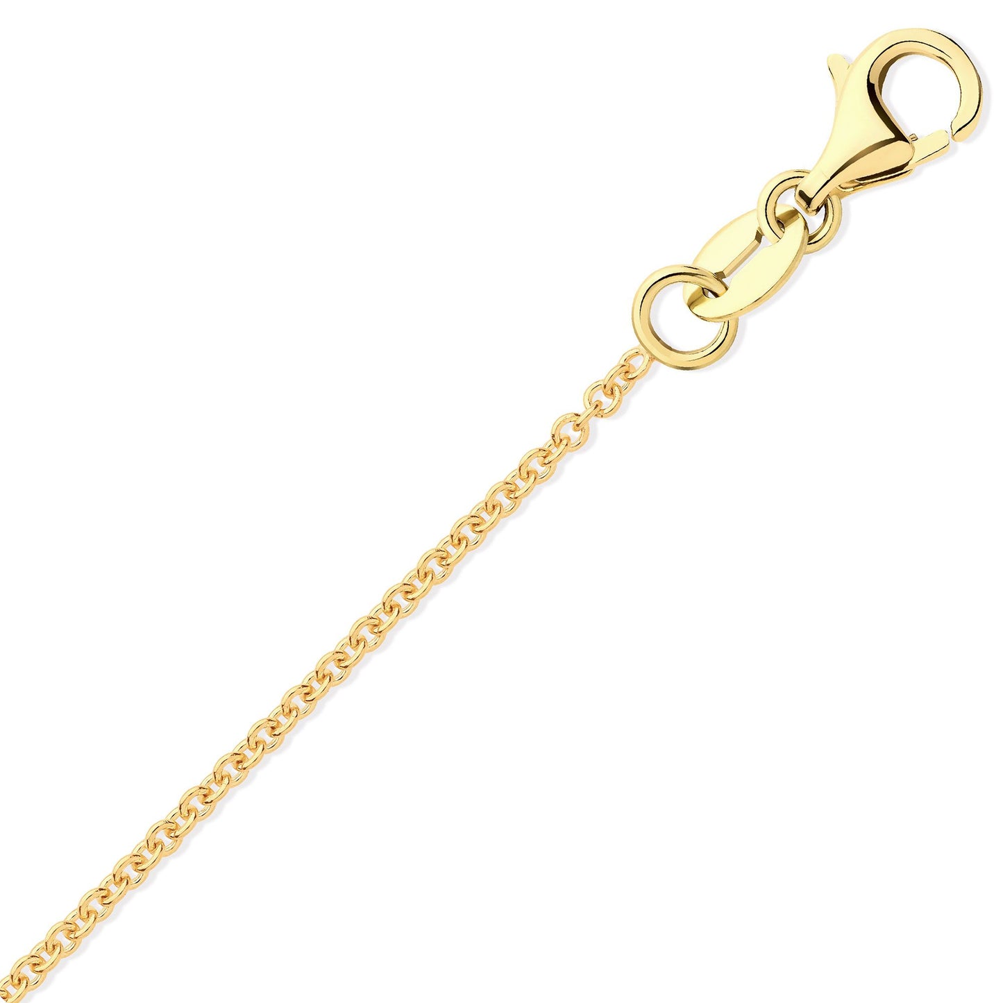 9ct Gold  Oval Link Rolo Trace 1.6mm Pendant Chain Necklace - JCN002K
