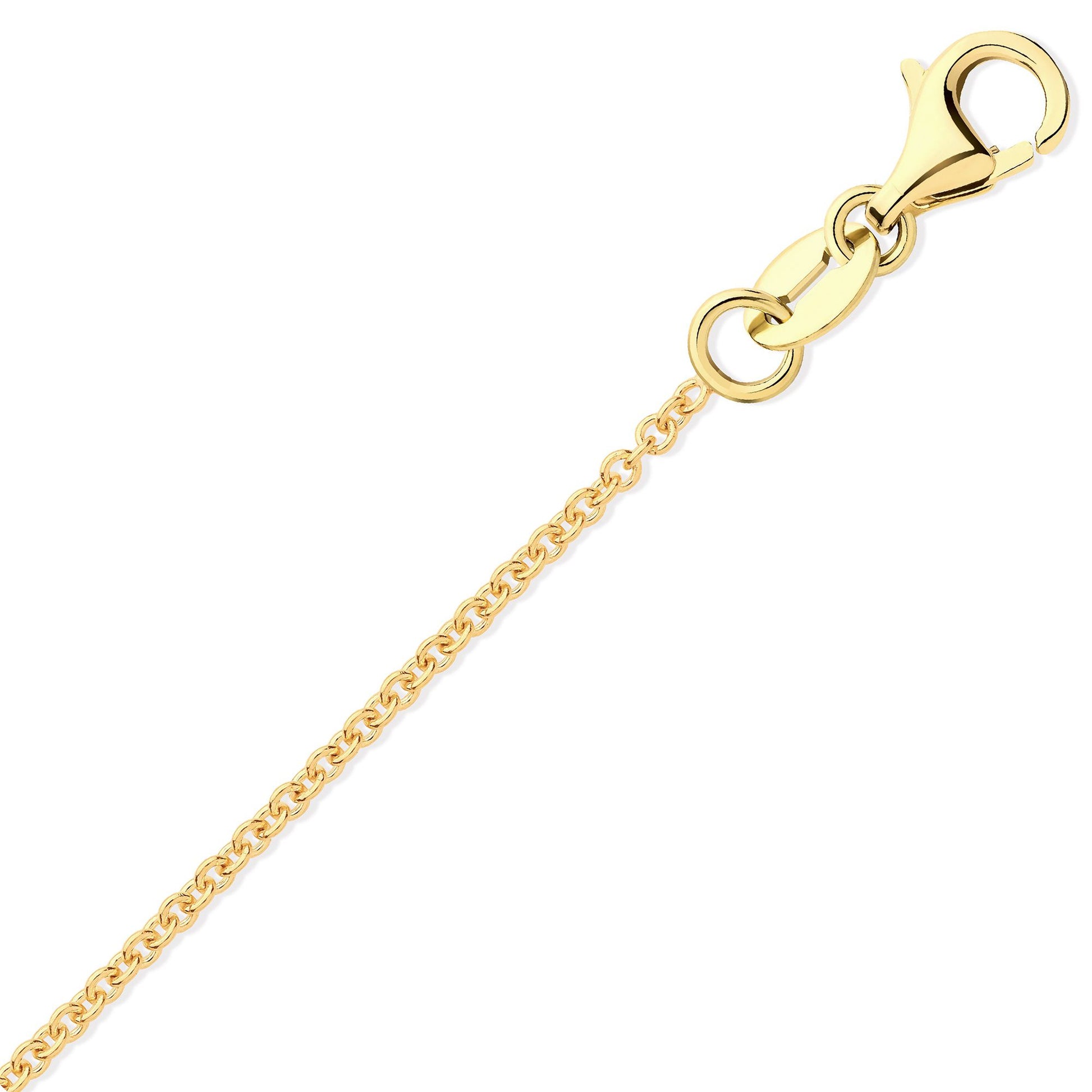 9ct Gold  Oval Link Rolo Trace 1.6mm Pendant Chain Necklace - JCN002K