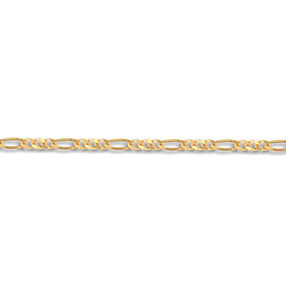 9ct Gold  3 Plus 1 Figaro 1.4mm Pendant Chain Necklace - JCN004A