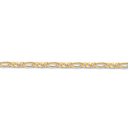 9ct Gold  3 Plus 1 Figaro 1.4mm Pendant Chain Necklace - JCN004A