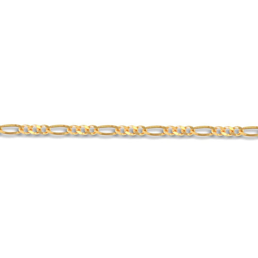 9ct Gold  3 Plus 1 Figaro 1.4mm Pendant Chain Necklace - JCN004A