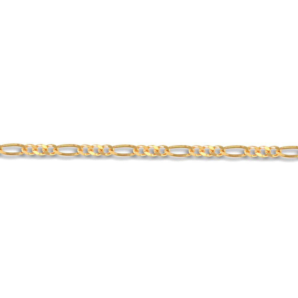 9ct Gold  3 Plus 1 Figaro 1.4mm Pendant Chain Necklace - JCN004A