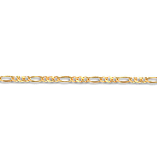 9ct Gold  3 Plus 1 Figaro 1.4mm Pendant Chain Necklace - JCN004A