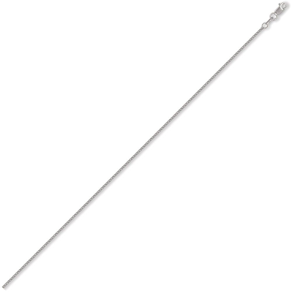 9ct White Gold  Diamond Cut Curb 1.4mm Pendant Chain Necklace - JCN006G