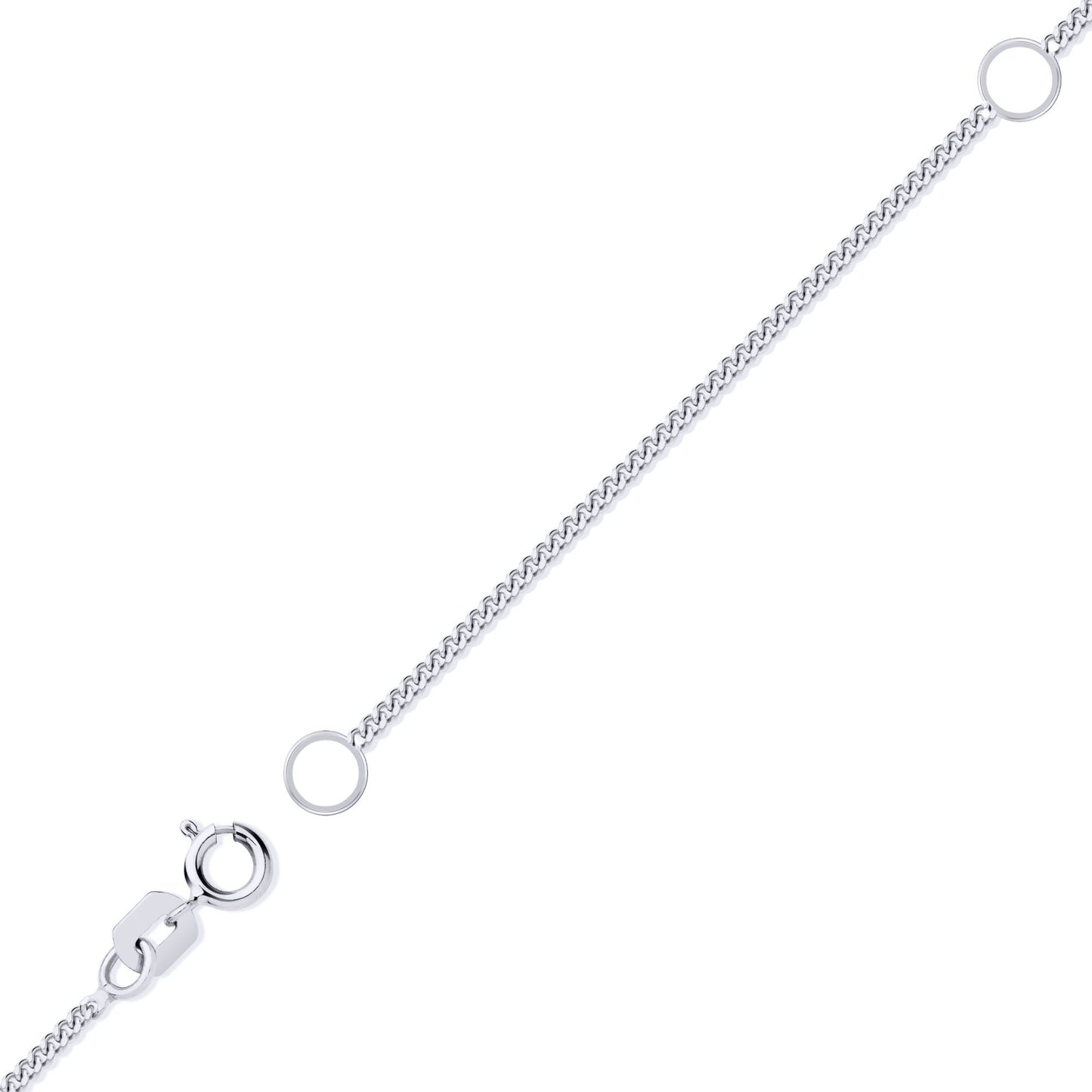 9ct White Gold  Cut Curb 1mm Adjustable Pendant Chain 16-18" - JCN006J