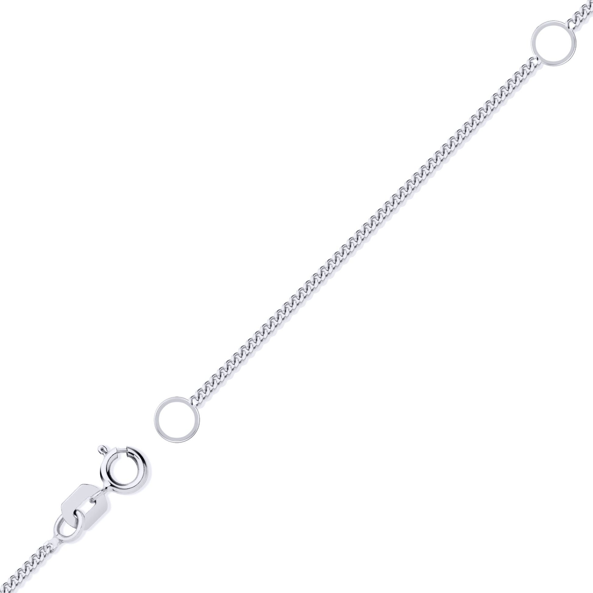 9ct White Gold  Cut Curb 1mm Adjustable Pendant Chain 16-18" - JCN006J