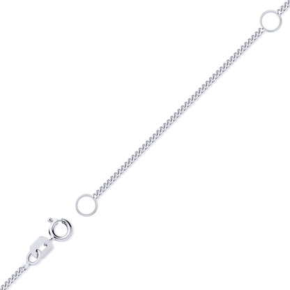9ct White Gold  Cut Curb 1mm Adjustable Pendant Chain 16-18" - JCN006J