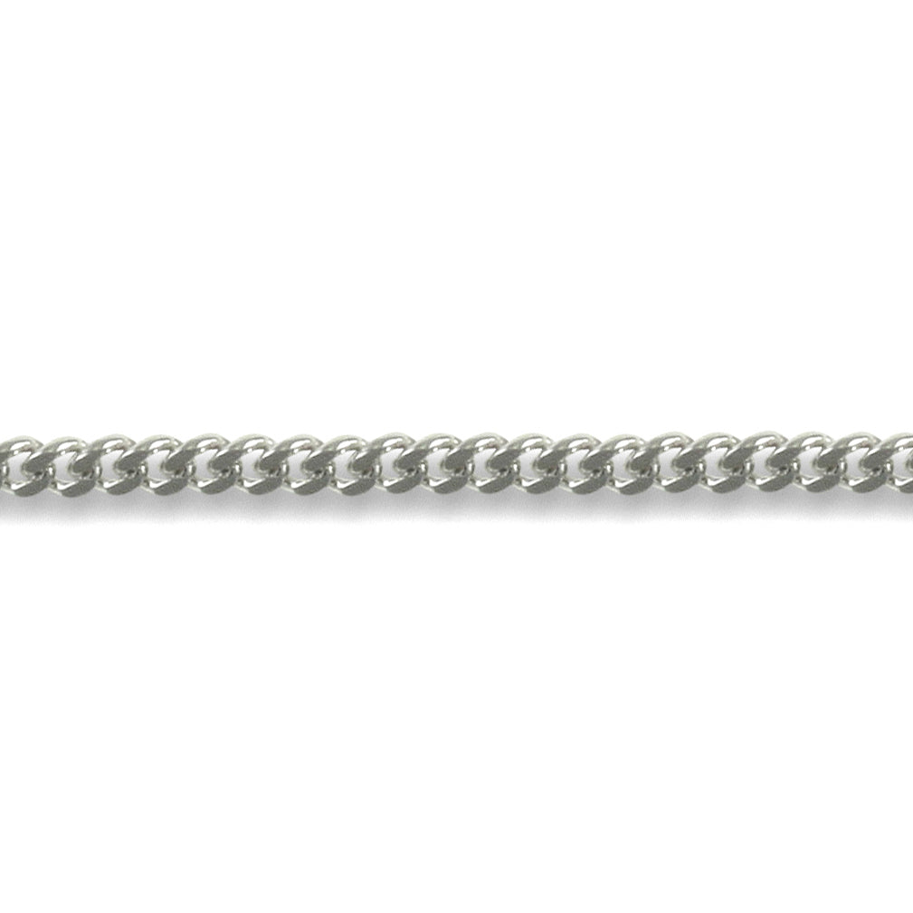 9ct White Gold  Diamond Cut Curb 1.0mm Pendant Chain Necklace - JCN006J