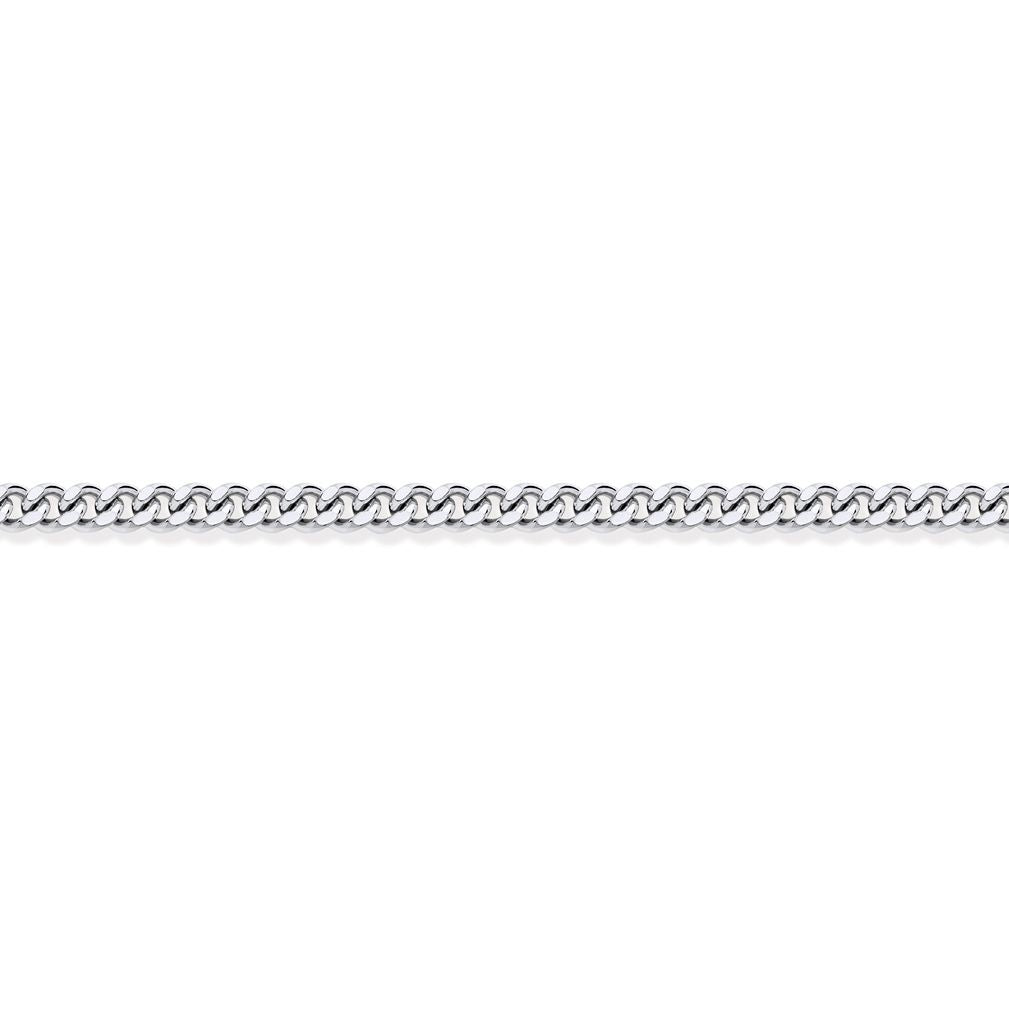 9ct White Gold  Diamond Cut Curb 1.0mm Pendant Chain Necklace - JCN006J