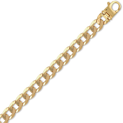 Mens 9ct Gold  Heavy Weight Curb Link 13mm Chain Bracelet 9 inch - JCN024M