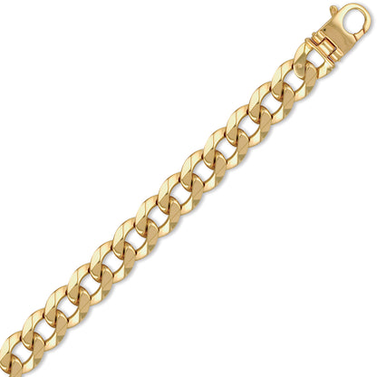 Mens 9ct Gold  Heavy Weight Curb Link 14mm Chain Bracelet 9 inch - JCN024N