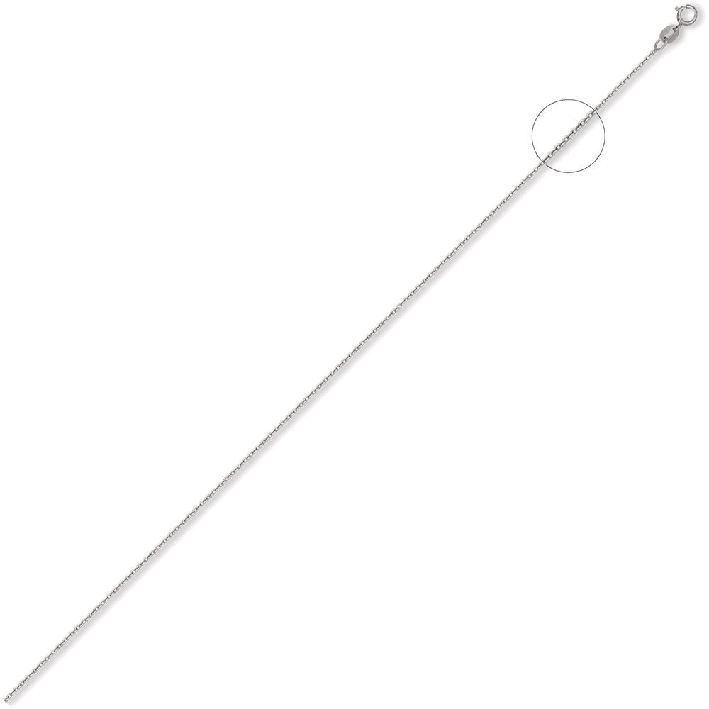 9ct White Gold  Trace Cable Link Pendant Chain Necklace 1.2mm - JCN029A