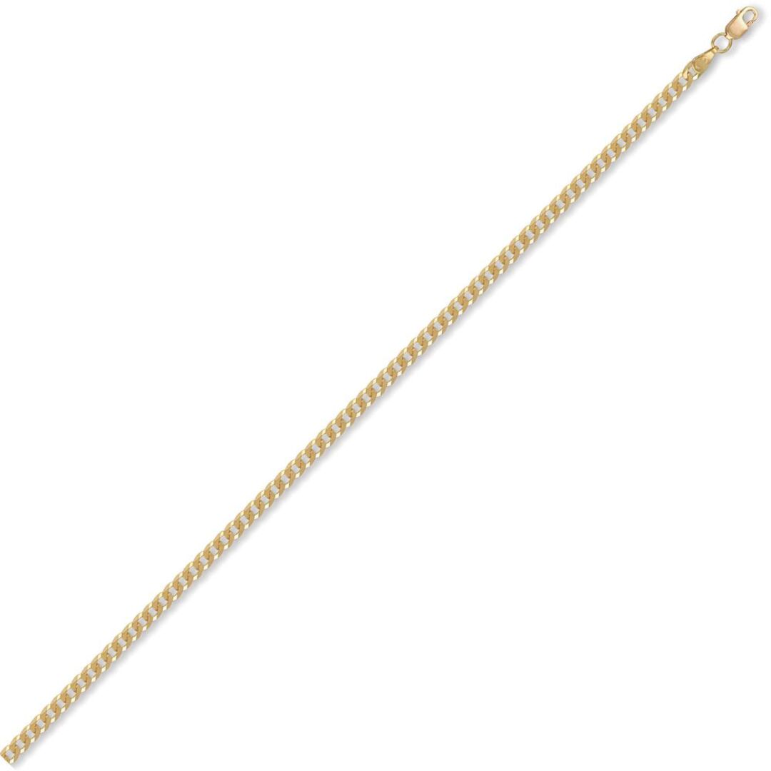 Unisex Solid 9ct Gold  Flat Curb 3mm Gauge Chain Necklace - JCN037A