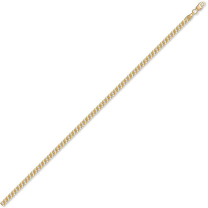 Unisex Solid 9ct Gold  Flat Curb 3mm Gauge Chain Necklace - JCN037A