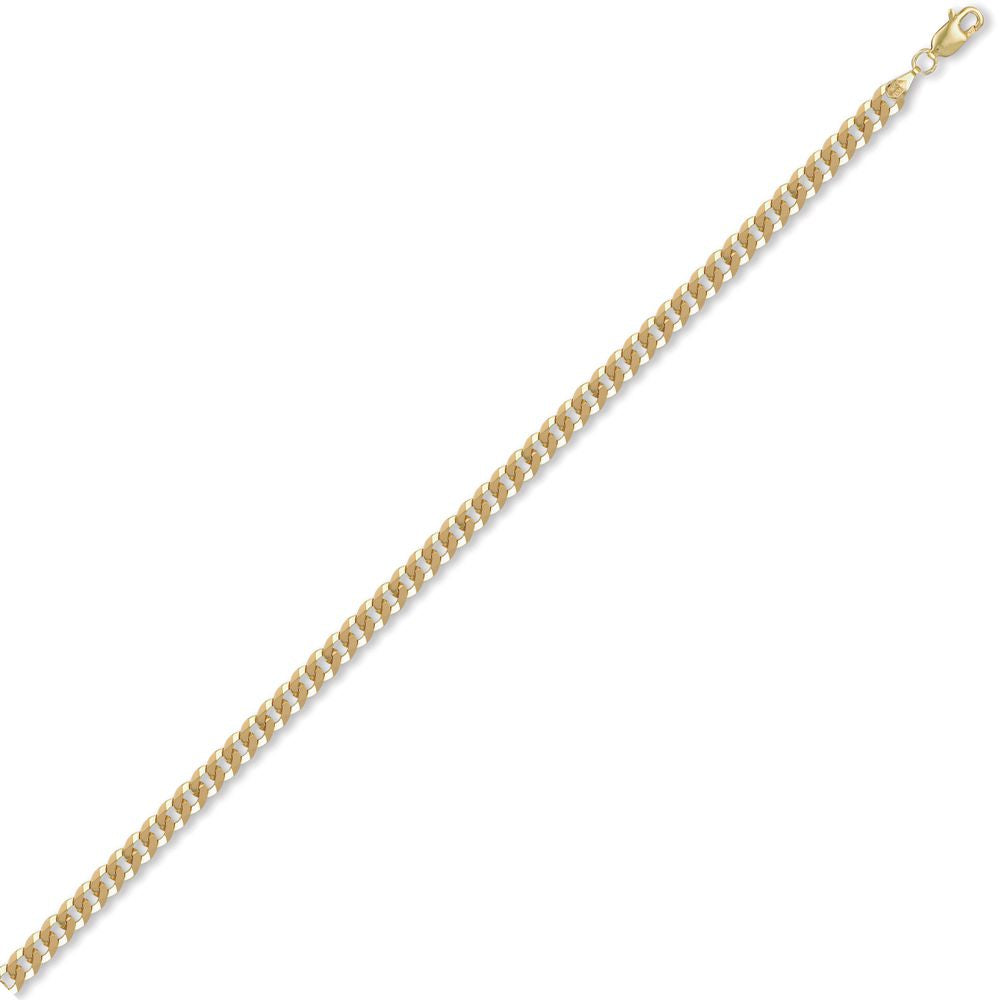 Unisex Solid 9ct Gold  Flat Curb 4.4mm Gauge Chain Necklace - JCN037B