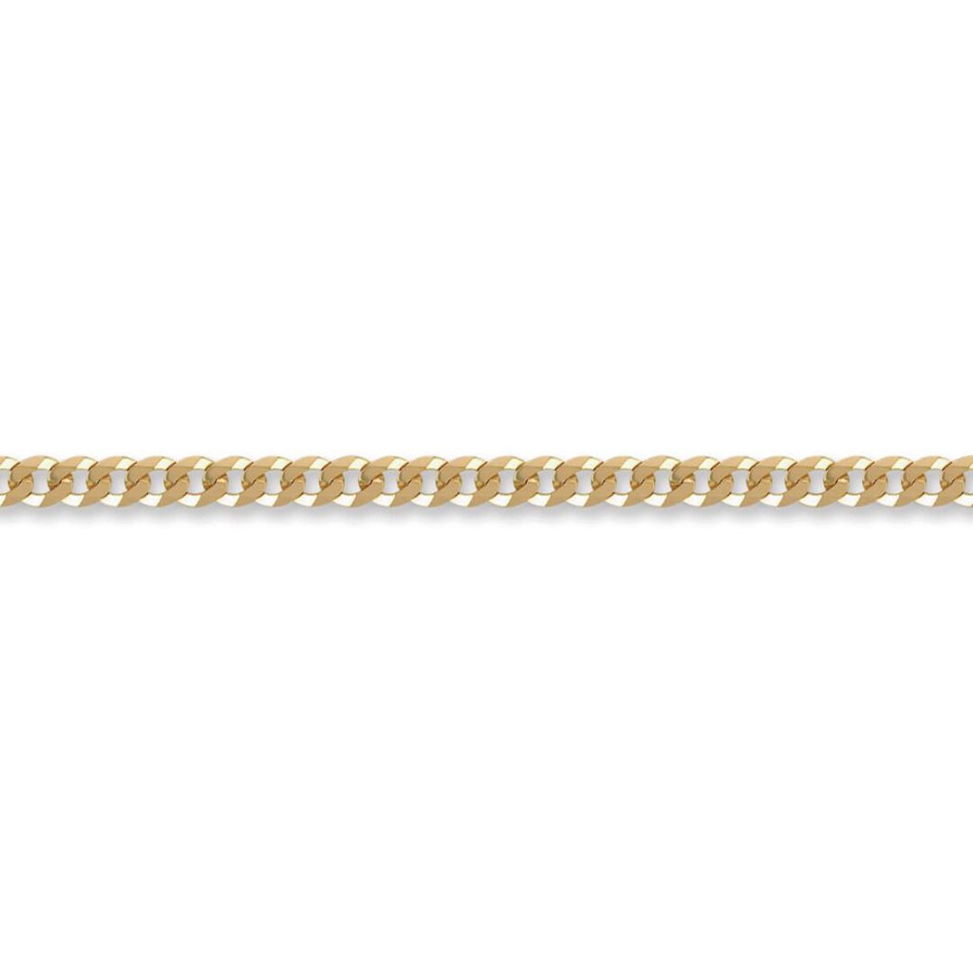 9ct Gold  Flat Curb 4mm Chain Bracelet, 7.5 inch - JCN037B