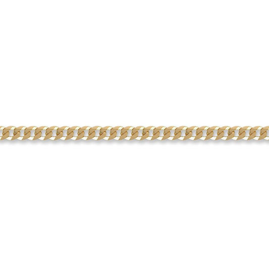 9ct Gold  Flat Curb 4mm Chain Bracelet, 7.5 inch - JCN037B