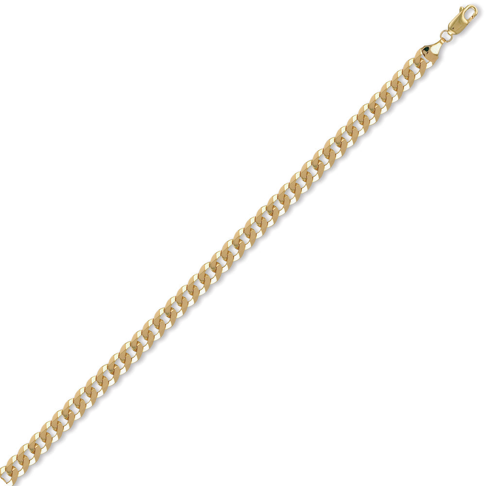 Unisex Solid 9ct Gold  Flat Curb 6.2mm Gauge Chain Necklace - JCN037D