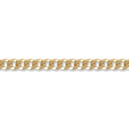 Mens 9ct Gold  Flat Curb 7mm Chain Bracelet, 8.5 inch - JCN037E