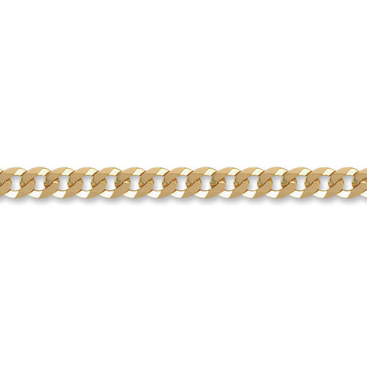 Mens 9ct Gold  Flat Curb 7mm Chain Bracelet, 8.5 inch - JCN037E