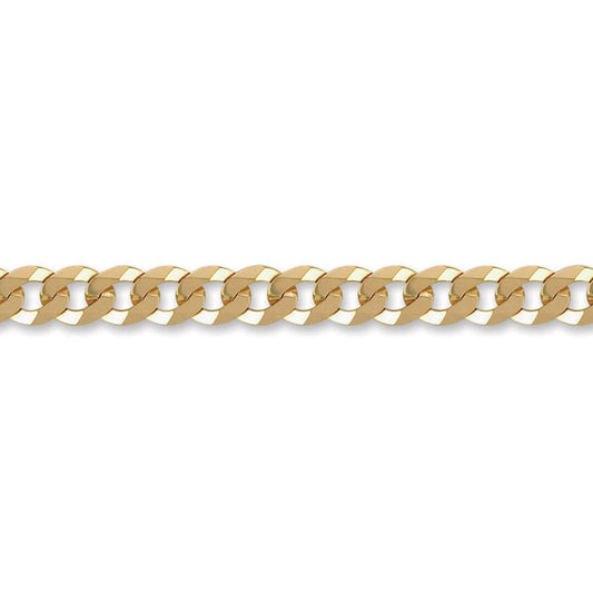 Mens 9ct Gold  Flat Curb 8mm Chain Bracelet, 8.5 inch - JCN037G