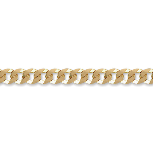 Mens 9ct Gold  Flat Curb 8.4mm Chain Bracelet, 8.5 inch - JCN037G