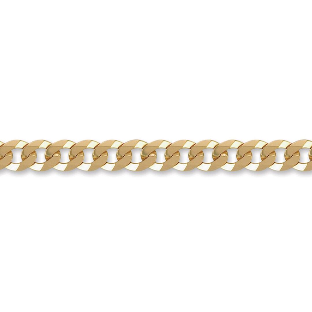 Mens 9ct Gold  Flat Curb 8mm Chain Bracelet, 8.5 inch - JCN037G