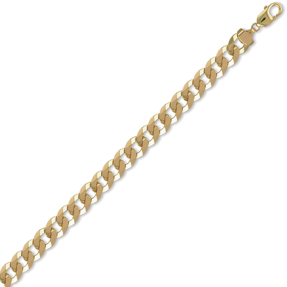 9ct Gold  Flat Curb 9.2mm Chain Bracelet, 7.5 inch 19cm - JCN037H