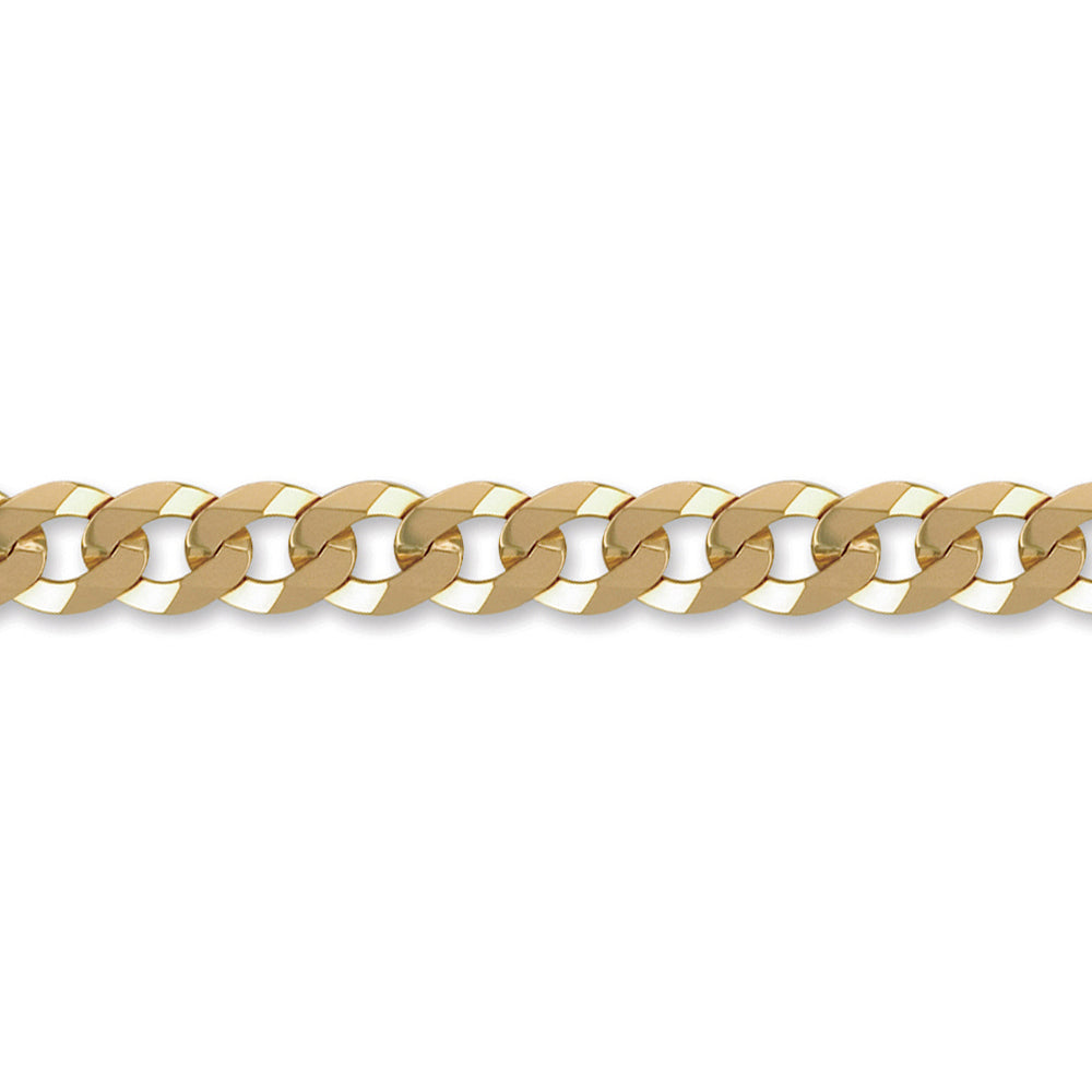 9ct Gold  Flat Curb 9.2mm Chain Bracelet, 7.5 inch 19cm - JCN037H