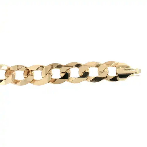 Men's Solid 9ct Gold  Flat Curb 9mm Gauge Chain Necklace - JCN037H
