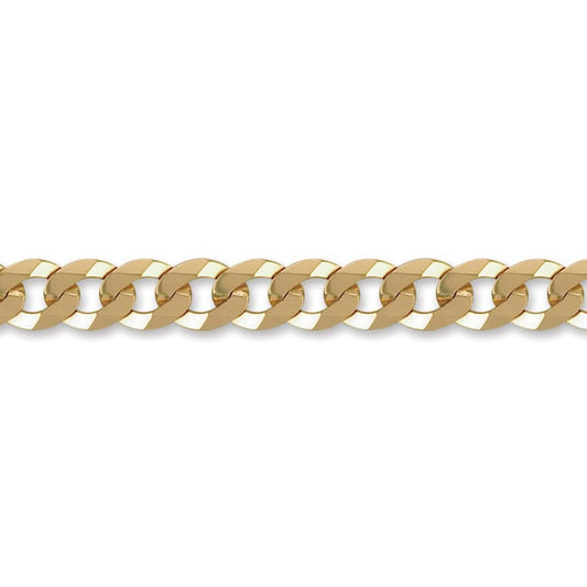 Men's Solid 9ct Gold  Flat Curb 9mm Gauge Chain Necklace - JCN037H