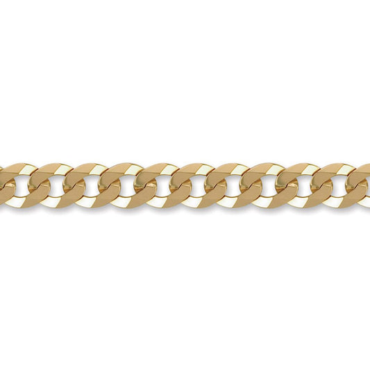 Men's Solid 9ct Gold  Flat Curb 9.2mm Gauge Chain Necklace - JCN037H