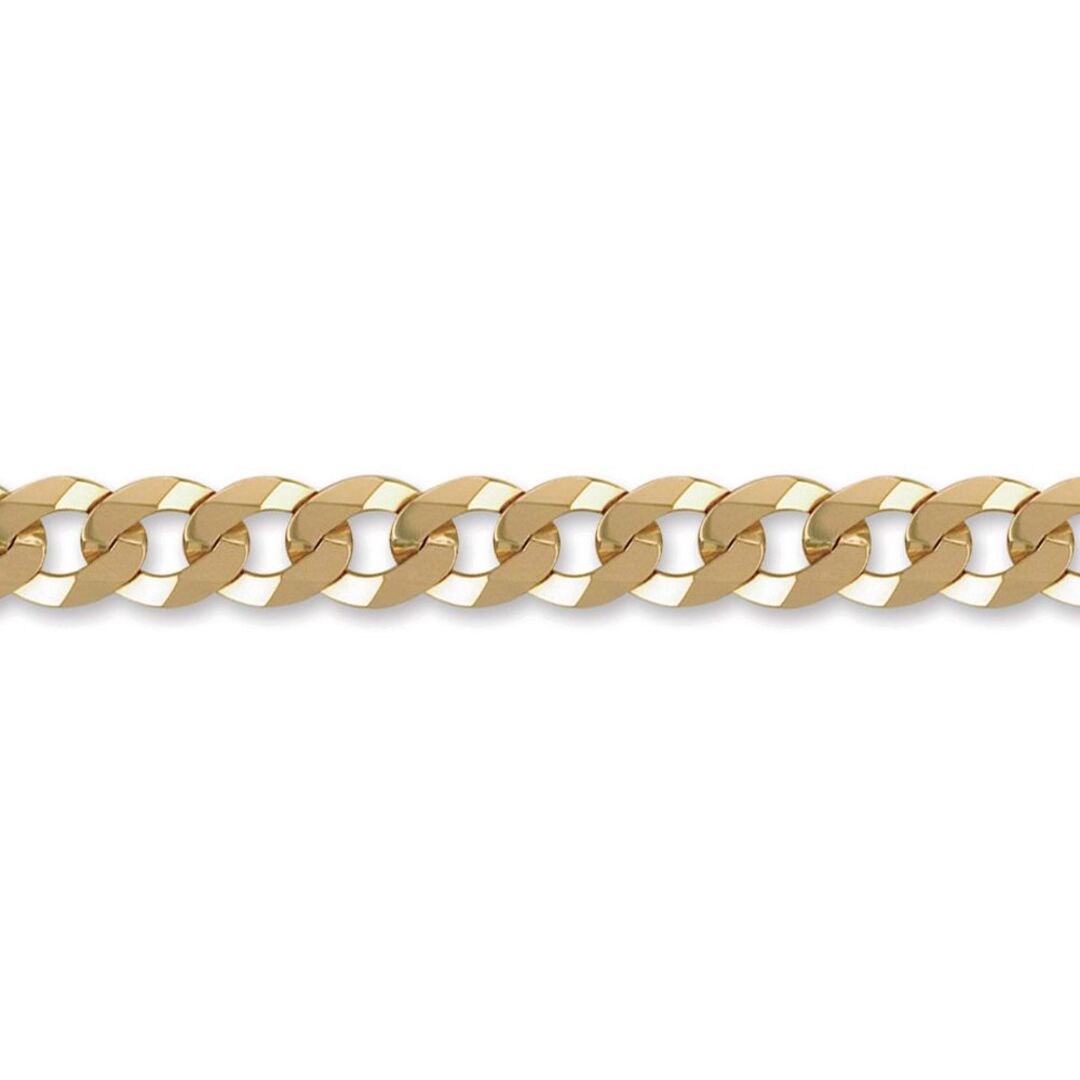 Men's Solid 9ct Gold  Flat Curb 9mm Gauge Chain Necklace - JCN037H