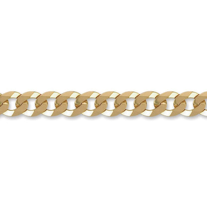 Men's Solid 9ct Gold  Flat Curb 9mm Gauge Chain Necklace - JCN037H