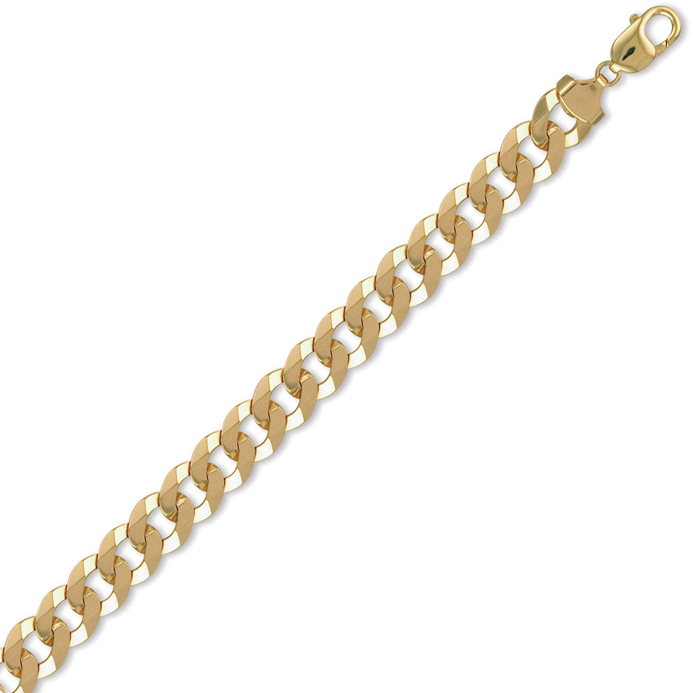 Mens Solid 9ct Gold  Flat Curb 13.2mm Gauge Chain Necklace - JCN037i