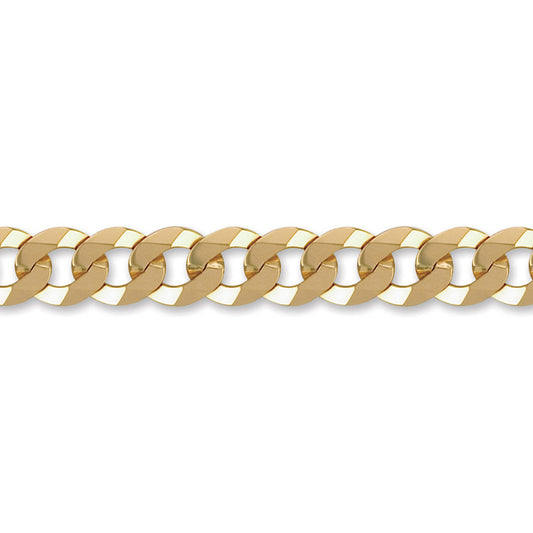 Mens 9ct Gold  Flat Curb 13.2mm Chain Bracelet, 8.5 inch - JCN037i