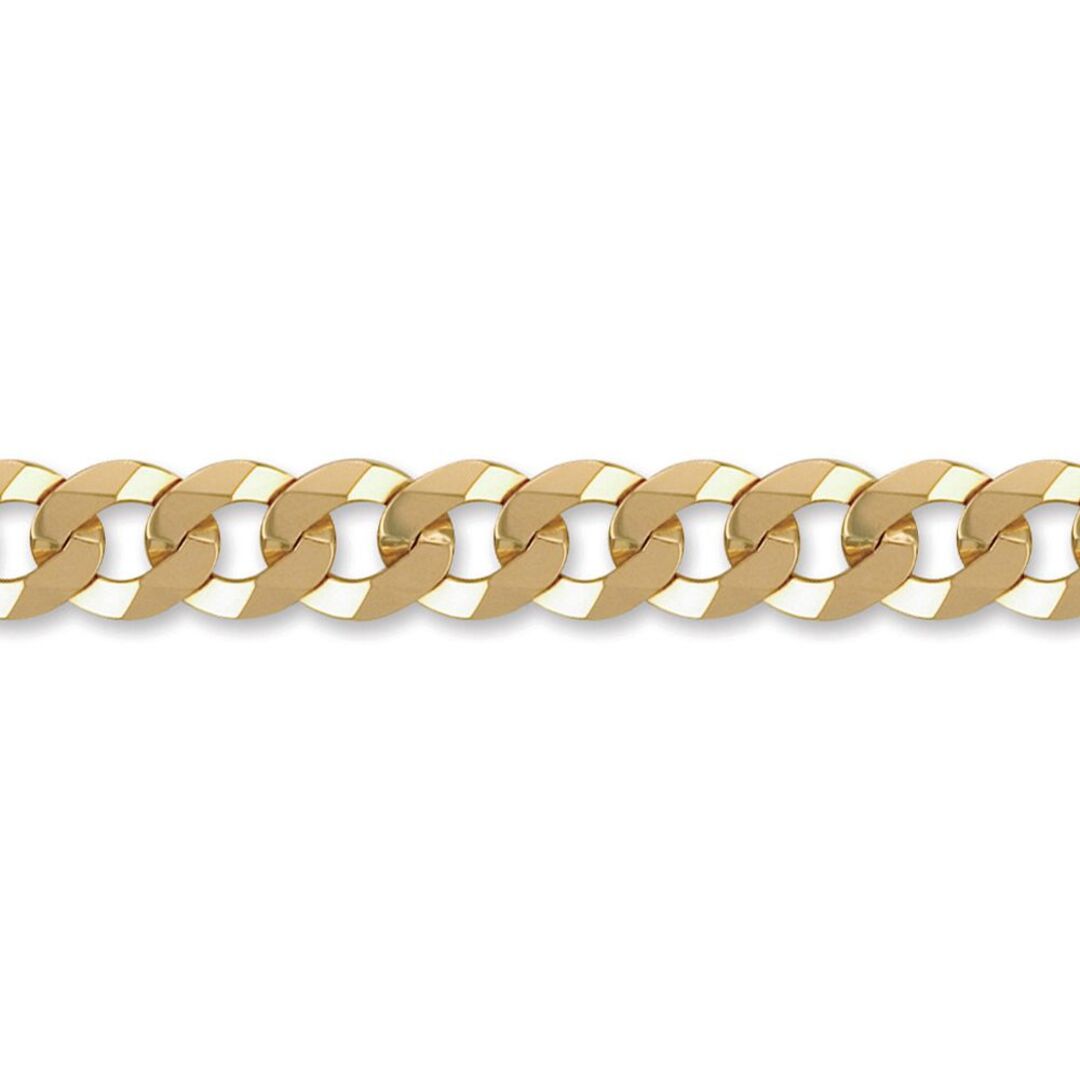 Mens 9ct Gold  Flat Curb 13mm Chain Bracelet, 8.5 inch - JCN037i