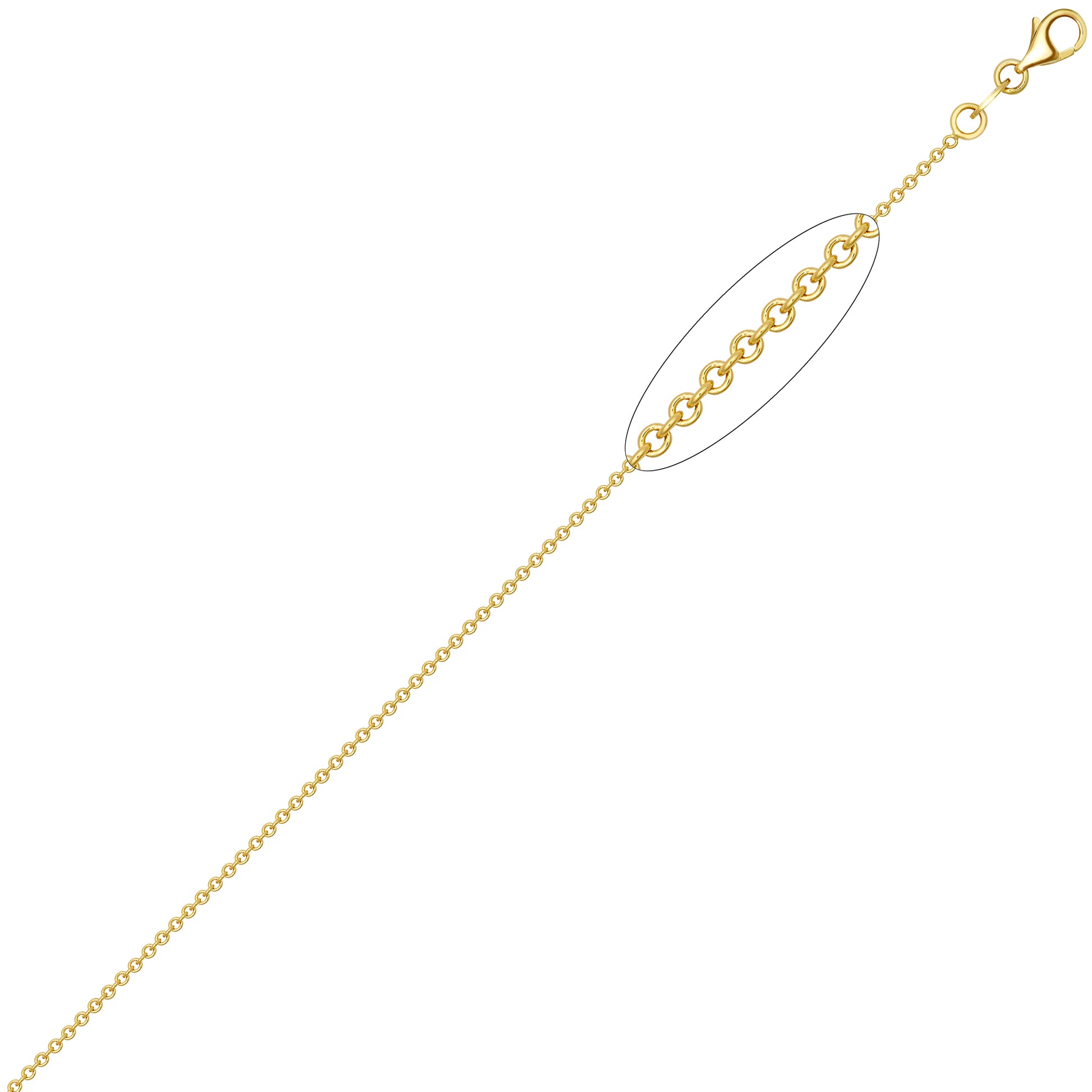18ct Gold  Oval Link Rolo Trace 1.5mm Pendant Chain Necklace - JCN043A