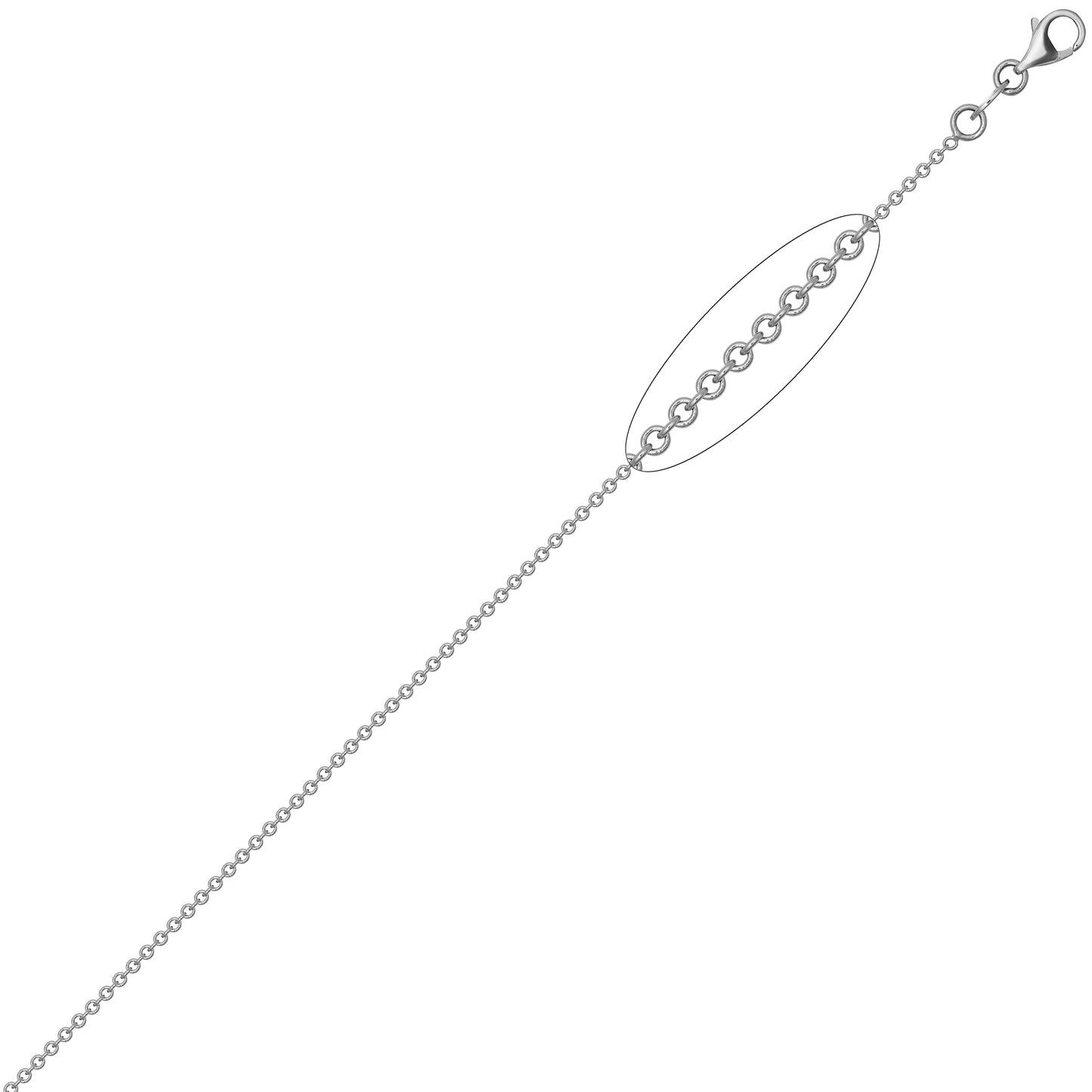 18ct White Gold  Oval Link Rolo Trace 1.5mm Pendant Chain Necklace - JCN043B