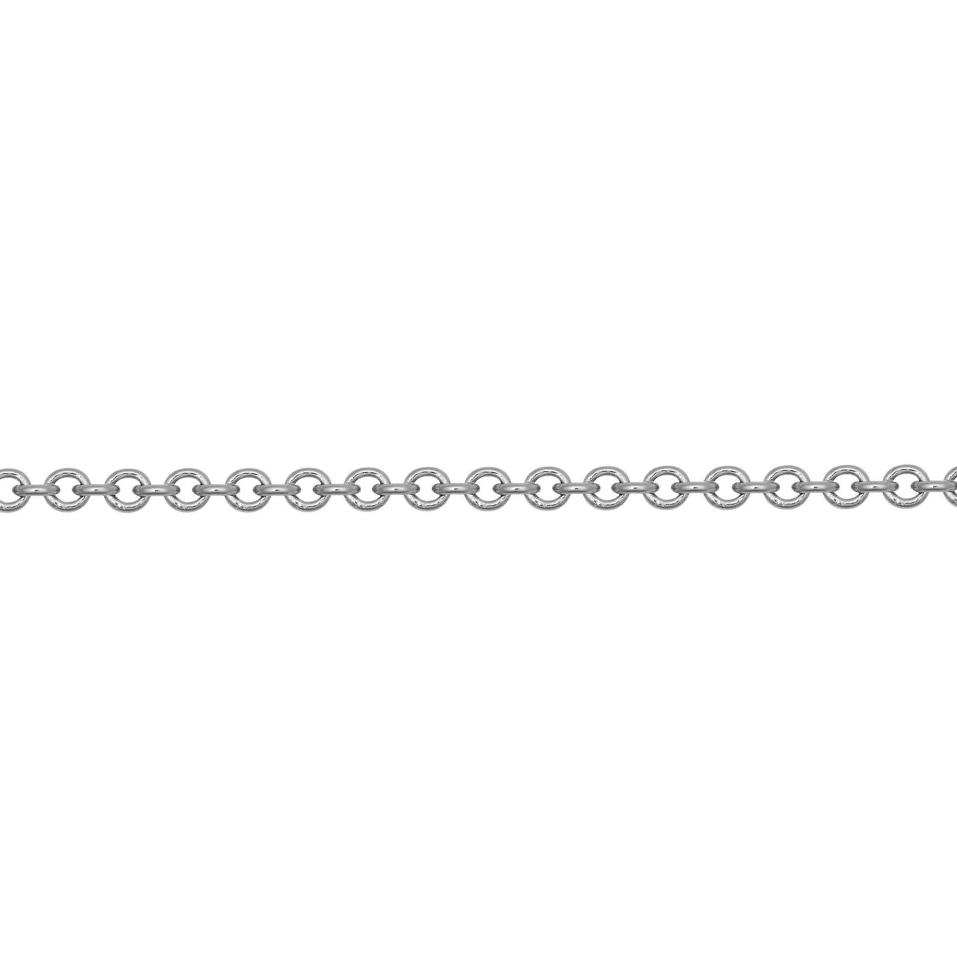 18ct White Gold  Oval Link Rolo Trace 1.5mm Pendant Chain Necklace - JCN043B