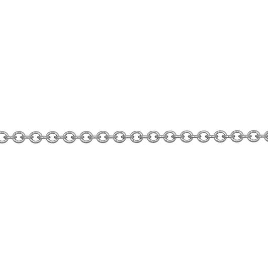 18ct White Gold  Oval Link Rolo Trace 1.5mm Pendant Chain Necklace - JCN043B