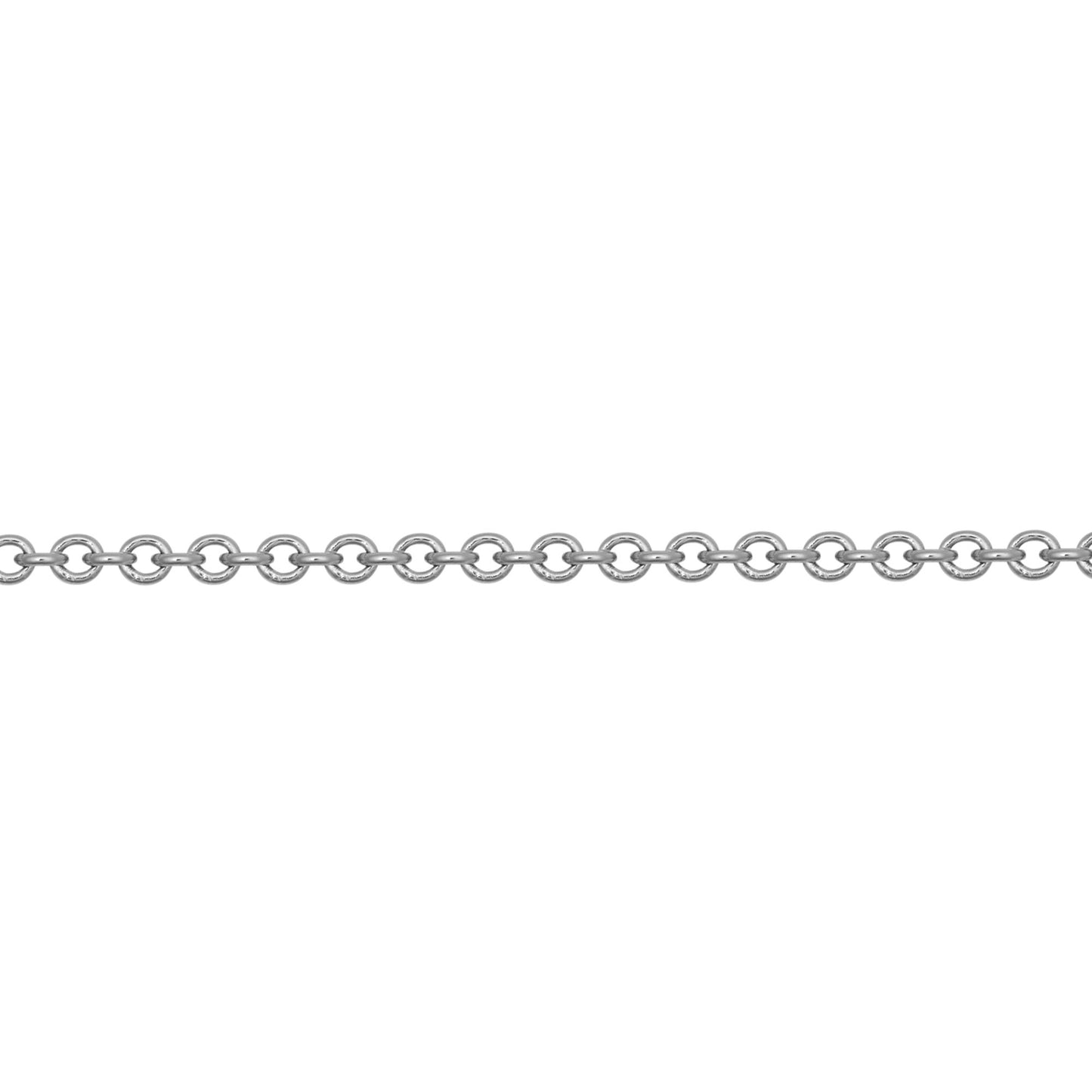 18ct White Gold  Oval Link Rolo Trace 1.5mm Pendant Chain Necklace - JCN043B