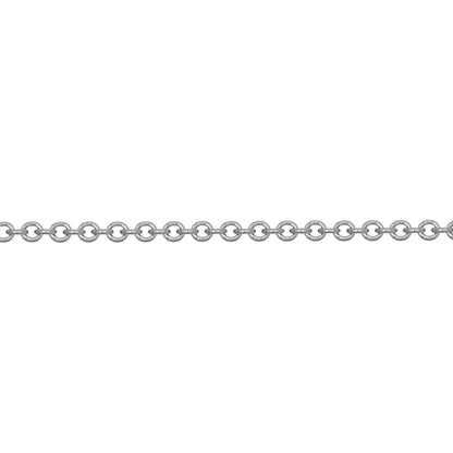 18ct White Gold  Oval Link Rolo Trace 1.5mm Pendant Chain Necklace - JCN043B