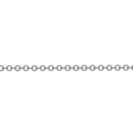 18ct White Gold  Oval Link Rolo Trace 1.5mm Pendant Chain Necklace - JCN043B
