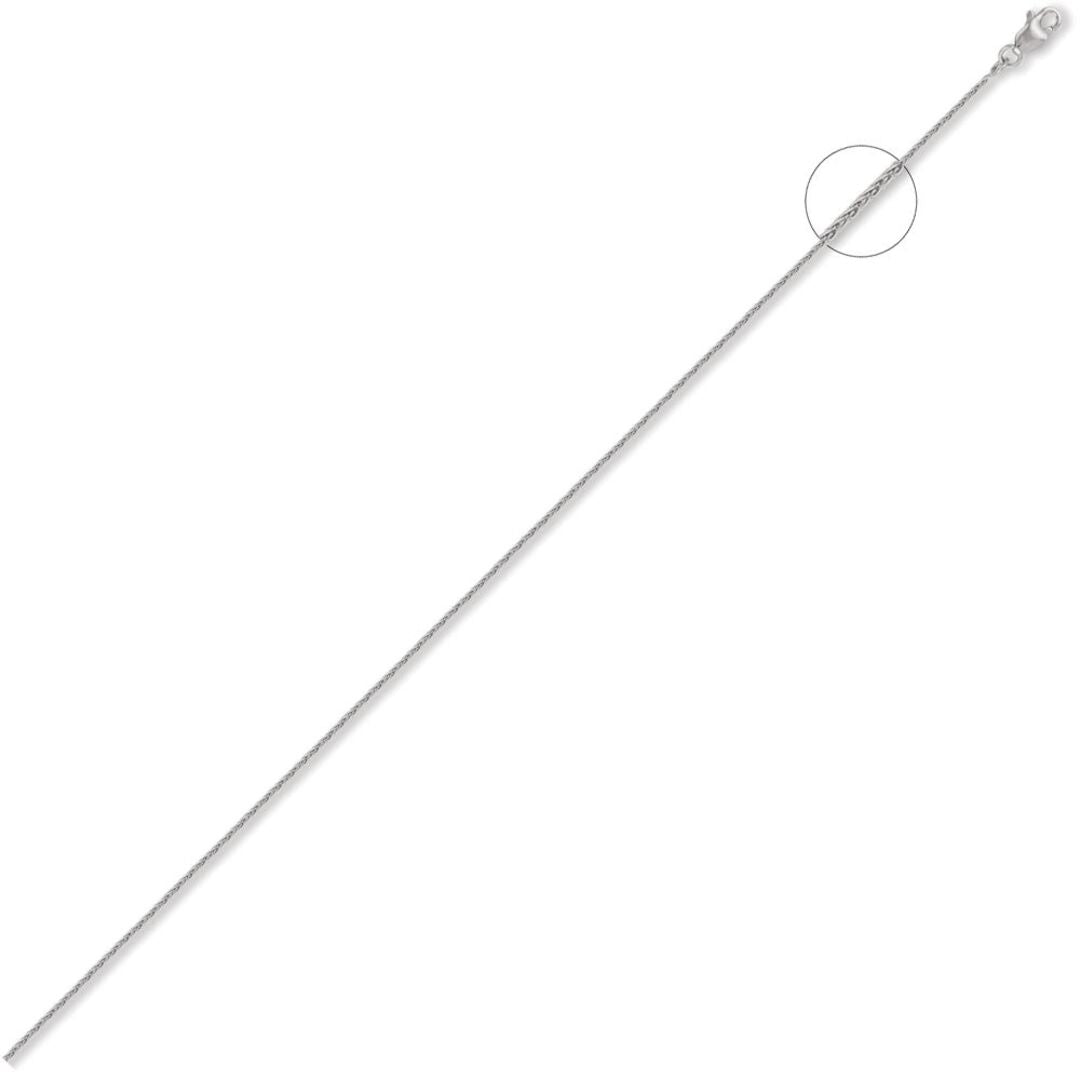 18ct White Gold  Spiga 1mm Pendant Chain Necklace - JCN053A