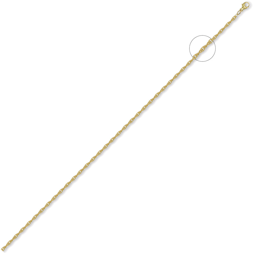 9ct Gold  Prince of Wales 2mm Pendant Chain Necklace - JCN054B