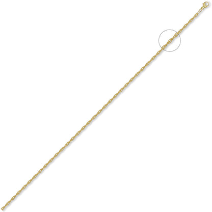 9ct Gold  Prince of Wales 2mm Pendant Chain Necklace - JCN054B