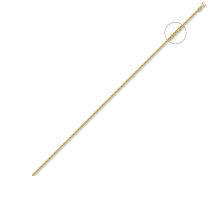 9ct Gold  Diamond Cut Spiga 1.2mm Pendant Chain Necklace - JCN056A